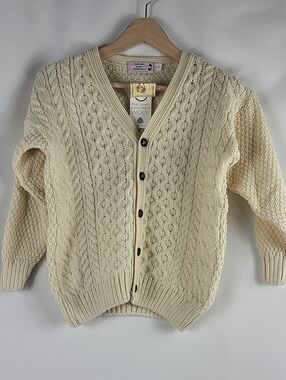 Highland Home Industries Cable Knit Cardigan Wool Sweater Handknit